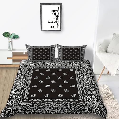 Aonige Black Paisley Cashew Flower Kids Duvet Cover Set