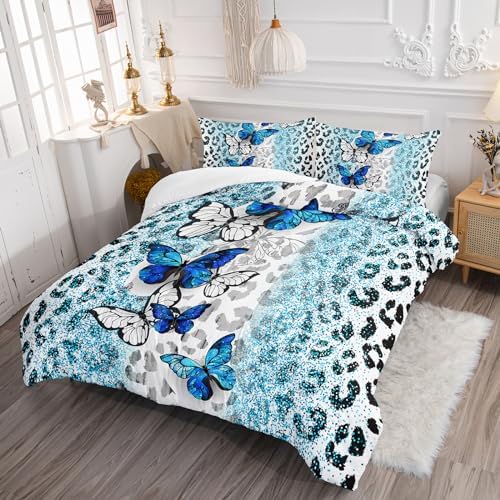 Ntlfup Blue Butterfly Comforter Set for Girls Twin Size