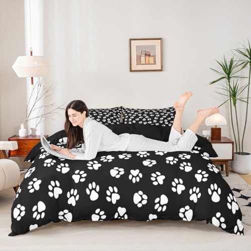 Homewish Dog Paw Print Twin Duvet Cover Set