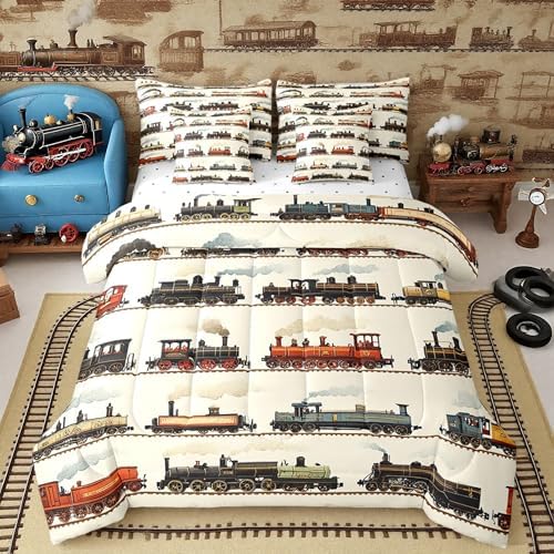 Feelyou Vintage Train Bedding Set 7 Pcs