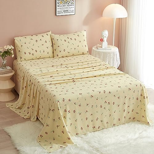 HighBuy Yellow Floral Twin XL Sheet Set 3 Piece