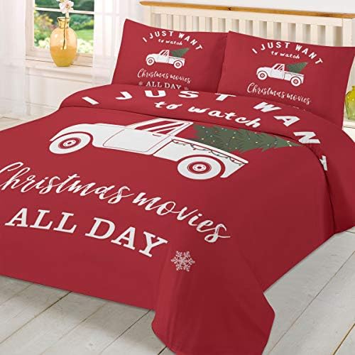 LooPoP Christmas Comforter Set Red Truck 3 Piece California King