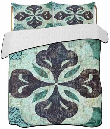 Stongaro Retro Abstract Quilt Comforter Set 3 Pieces Twin XL