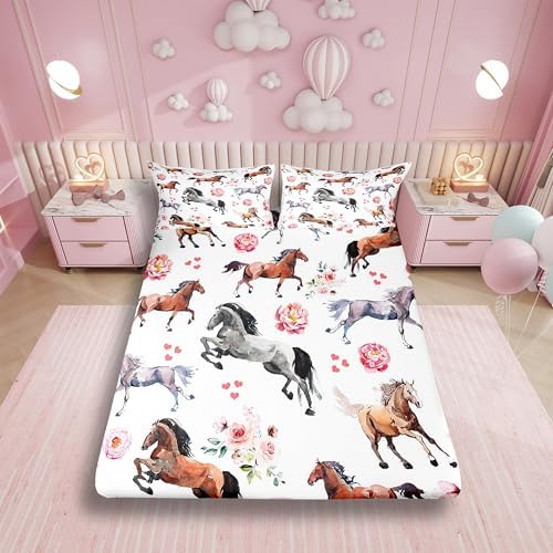 Erosebridal Horse Print Microfiber Kids Bedding Set