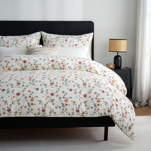 Zusbest Duvet Cover Queen Set White Green