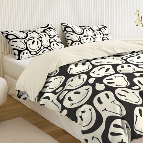 Watbro Kids Duvet Cover Set 3PCS Black Apricot Retro Hippie