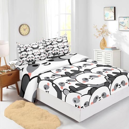 XYNHML Cartoon Panda 4Pcs Bedding Set for Kids