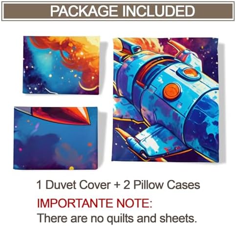 Space Rocket Kids Duvet Cover Set Twin Size
