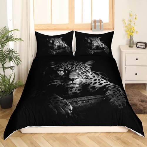 Feelyou Black Jaguar Duvet Cover Set King Size