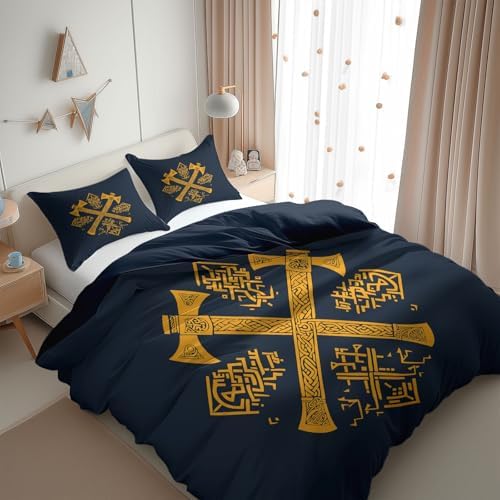 Twin Duvet Cover Set with Viking Theme and Zipper Closure