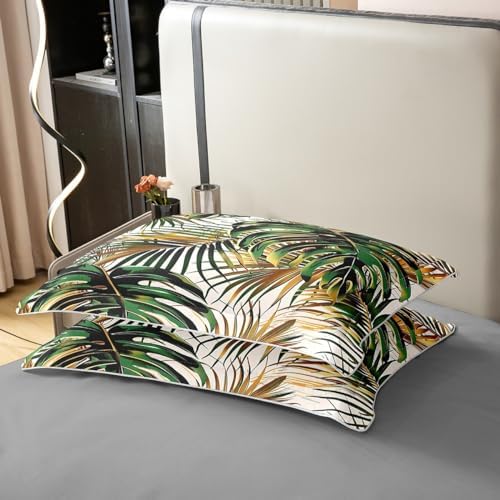 Jejeloiu Tropical Leaves Duvet Cover Set Queen Size 1