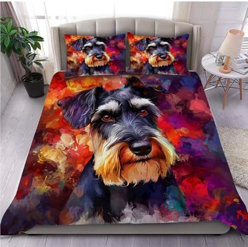 3D Print Standard Schnauzer Dog Duvet Cover Set for Kids 1