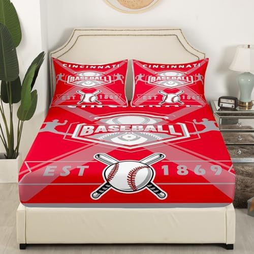 Erosebridal Twin Fitted Sheet Set for Boys Baseball Lovers