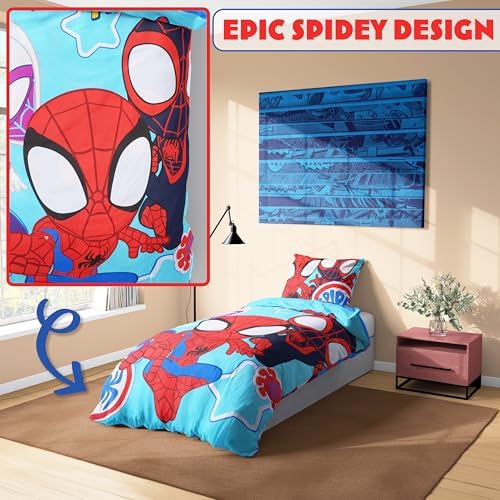 Marvel Spiderman Duvet Cover and Pillowcase Set Blue Spidey