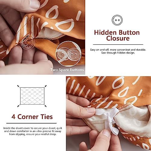 SimpleOpulence Boho Cooling Duvet Cover Set - King Size Rust