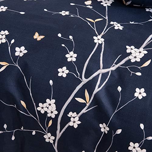 GETIANN Floral Duvet Cover Set King Navy Blue
