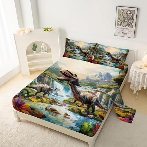 VTKON Dinosaur Bed Sheets Full Set for Kids