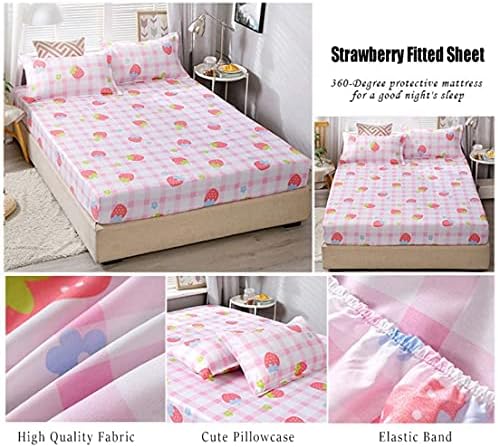 Feelyou Girls Strawberry Bed Sheet Set Twin Full Queen