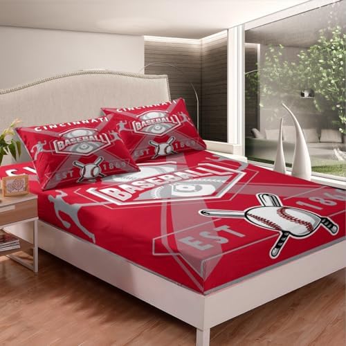 Erosebridal Twin Fitted Sheet Set for Boys Baseball Lovers