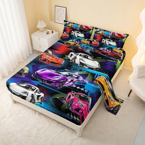 AILONEN Racing Car Sheet Set for Kids Twin Size