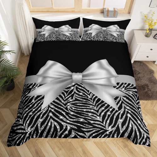 Feelyou Silver Glitter Duvet Cover Twin Set 1