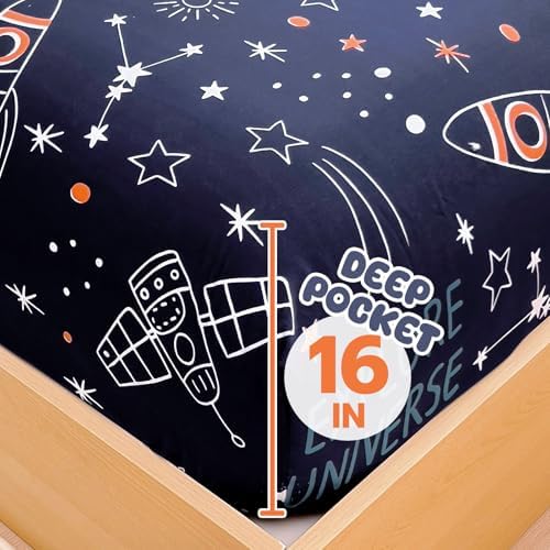 Homilay Space Rocket Kids Sheets Set 4 Piece