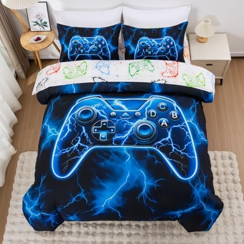 Gamer Comforter Set for Boys 3D Game Controller Design Twin Bedding