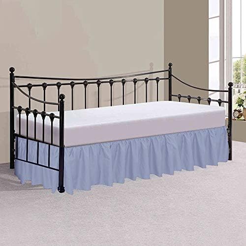 Waletone Linen Daybed Skirt with Split Corners - Light Blue