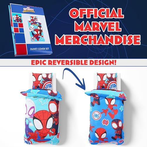 Marvel Spiderman Duvet Cover and Pillowcase Set Blue Spidey