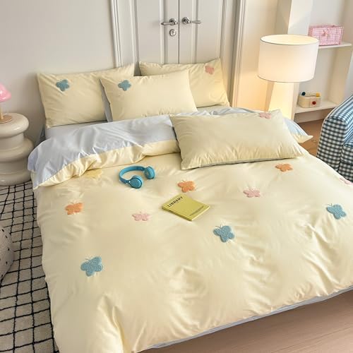 MorroMorn Twin Duvet Cover Set with 3D Embroidery