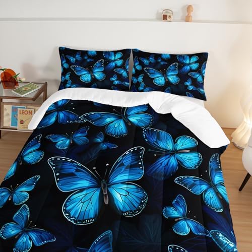 Dream Blue Butterfly Comforter Set Twin Size 1