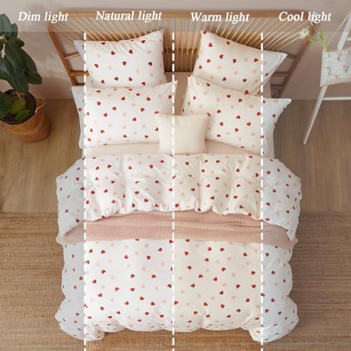 Erwinmu Heart Print Duvet Cover Set King Size