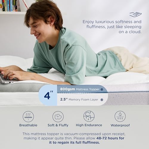 Bedsure 4 Inch Dual Layer Mattress Topper for Twin XL