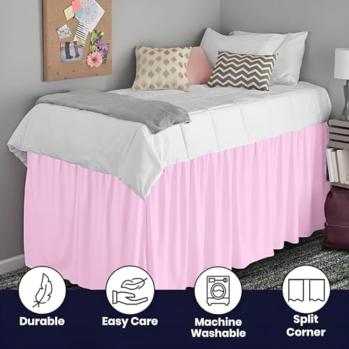 SGI Bedding Ruffled Twin XL Bed Skirt 36 Inch Drop - Pink 1