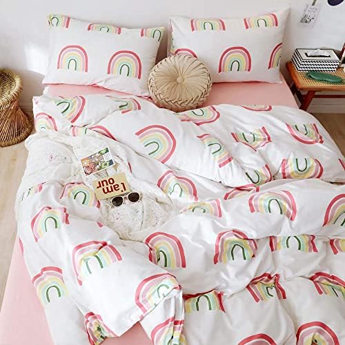 AMWAN Rainbow Duvet Cover Set Queen Kids