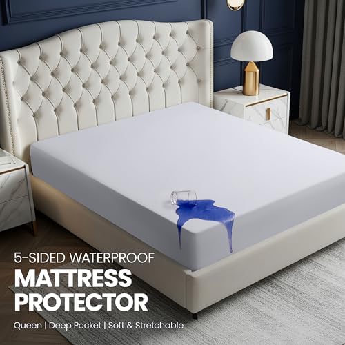 Utopia Bedding Waterproof 5-Sided Mattress Protector Queen Size