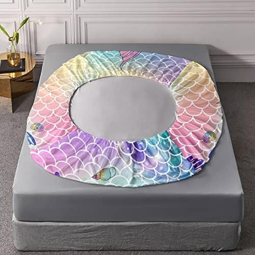 Datura Home 4Pcs Kids Rainbow Scales Mermaid Sheet Set for Boys Girls