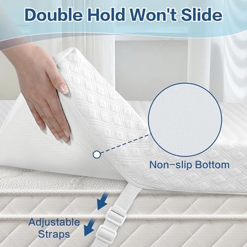 BEDHOURS Cooling Gel Memory Foam Mattress Topper Queen Size