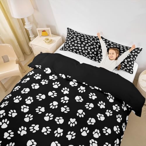 Homewish Dog Paw Print Twin Duvet Cover Set