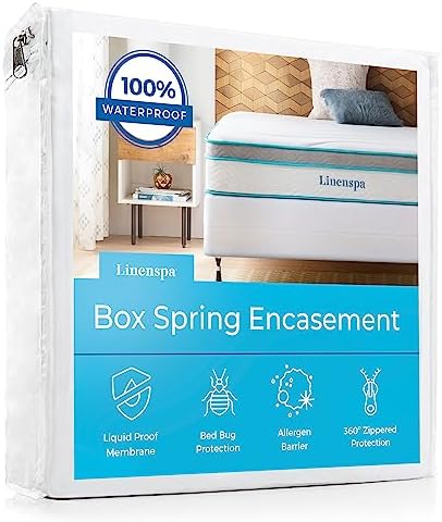 Linenspa Queen Box Spring Encasement Waterproof Zippered Protector
