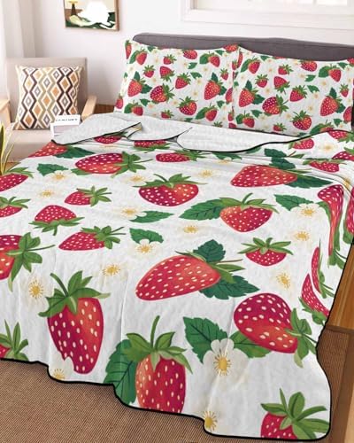 Stongaro Twin XL Strawberry Comforter Set 3 Piece