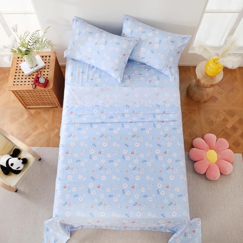 Yibeizi Blue Floral Kids Sheet Set - 3 Piece Twin