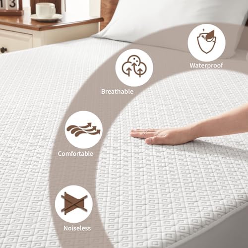 BEDLORE King Mattress Protector Waterproof Noiseless Deep Pocket Machine Washable