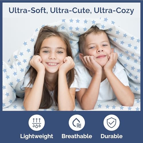 Blue Stars Full 4 Piece Kids Sheet Set - Soft Cozy and Cute