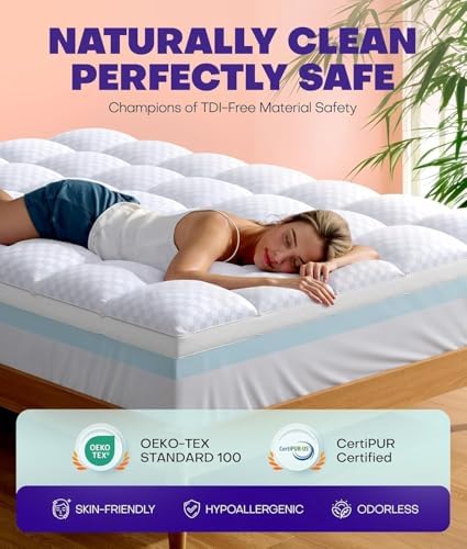 Biteany Dual Layer Mattress Topper for 4X Support and Pressure Relief