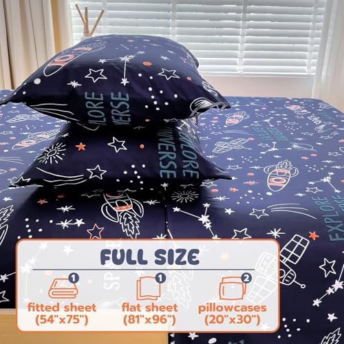 Homilay Space Rocket Kids Sheets Set 4 Piece