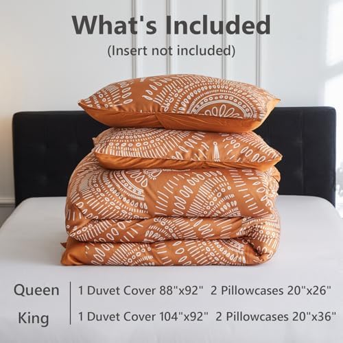 SimpleOpulence Boho Cooling Duvet Cover Set - King Size Rust