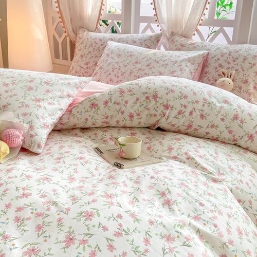 VM VOUGEMARKET Girls Pink Flower Duvet Set Twin