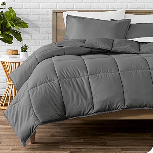 Bare Home Microfiber Sheet Set with Comforter Set Bundle Twin XL Grey