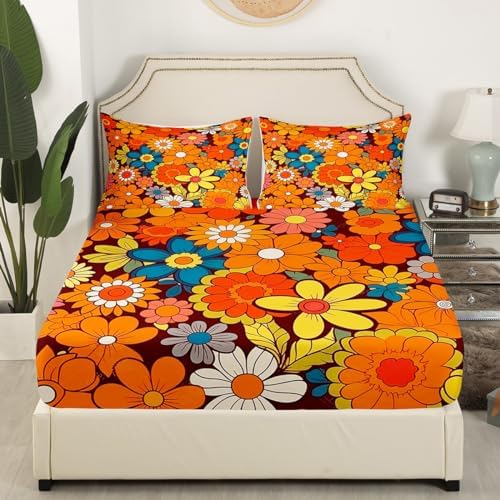 Feelyou Retro Floral Boho Bed Sheet Set 1